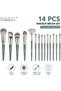 14PCS Professional Makeup Brush Set with Travel Storage Pouch, Soft Synthetic Face & Eye Makeup Brushes for Foundation, Powder, Blush, Contour, Eyeshadow & Blending, Green - 2