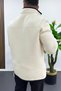 Men's Pocket Detailed Stand Collar Cardigan Cream Edw521 - 3