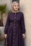 Purple Denim Dress with Buttons and Pockets - 2