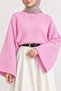 Women's Black Crew Neck Oversize Wide Sleeve Knitwear Sweater