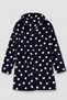 Women's Heart Patterned Hooded Soft Velvet Textured Dressing Gown - 2