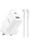 YC152 PD20W USB-C / Type-C and QC18W USB-A Dual Ports Charger Set with Type-C to Type-C Cable, UK Plug(White) - 2