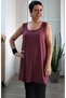 Dark Fuchsia Bordom Thick Strap Combed Viscose T-Shirt
