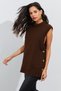 Women's Brown Side Buttoned Sleeveless Knitwear Tunic Yvz75 - 2