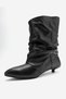 Lancy Black Skin Genuine Leather Women's Bellows Short Heeled Boots - 7
