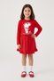 Girl's Red Long Sleeve Ataturk T-Shirt Red Bow Pocket Ruffle Skirt 23 April 29 October Show Outfit
