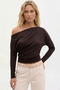 Women's Asymmetrical Collar Waist-Fitted Long Sleeve Premium Soft Blouse