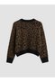 Brown Leopard Patterned Women's Knitwear Sweater - 6