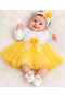 Newborn Baby Girl Mevlüt Set Tulle Dress Bodysuit Hair Band Booties Set of 4