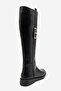 Morley Black Leather Buckle Women's Riding Boots - 8