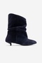 Lancy Navy Blue Suede Genuine Leather Women's Bellows Short Heeled Boots - 8