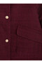 Burgundy Shirt Collar Women's Tweed Jacket - 3
