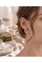 Brass Silver Color Zircon Stone Nail Hoop Model Earrings - 2