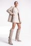 Pien Beige Suede Print Pointed Toe Women's Thin Heeled Boots - 3