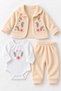 Baby Girl Set Floral Patterned Cardigan Bodysuit Trousers 3-Piece Set Premium Set 3 6 9 12 Months - 4