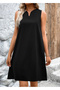 Women's Strappy V-Neck Wide Cut Detailed Short Janjan Crepe Dress - 5