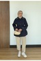 Cotton Model Women's Trench Coat with Stone Detail on the Collar and Sleeves and Belt - 4