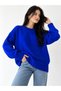 Saks Blue Crew Neck Oversize Women's Knitwear Sweater - 2