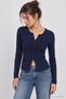 Buttoned Basic Ribbed Knitted Cardigan Lrn0001 Dark Blue