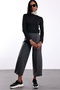 Anthracite Elastic Waist Carrot Cut Trousers 17935 - 3