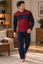 Long Sleeve Single Jersey Fabric Collar Buttoned Embroidery Detailed Men's Pajama Set - 2
