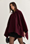 Women's Cherry Asymmetric Button Detailed Pocketed Cashmere Cape Poncho 430 60286463 - 2