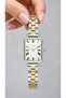 25 mm Rectangular Small Case, Roman Numeral Dial, Silver Yellow Color Full Steel(Case-Strap) 5 Atm Pool Sea Suitable, Women Wristwatch+Bracelet
