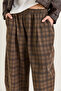 Women's Brown Plaid Patterned Elastic Waist Wide Leg Trousers Yp5692 60286651 - 5