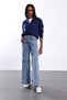 Blue Patterned Wide Leg Jeans 2047 - 3