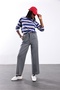 Gray Elastic Waist Straight Cut Trousers 27175 - 2