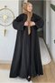 Black Double Abaya (Inner Dress with Zero Sleeves) Inner and Outer Set - 3
