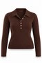 Brown Buttoned Polo Collar Knitwear 5065