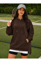 Women's long sleeve hooded lace-up blouse with side zippers and two-thread fabric - 4