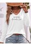 Black Printed Cotton Lycra V-Neck Long Sleeve Blouse - 2