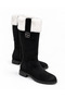 Furry High-Top Women's Boots Black Suede