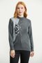 Round Neck Embroidery Detailed Knitwear Sweater - Dark Gray