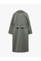 Wide Collar Long Sleeve Belted Double Breasted Cashmere Coat with Pockets - 2