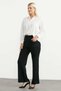 Ribbed Knit Trousers with Front Pocket Detail - Black - 2