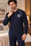 Long Sleeve Single Jersey Fabric Collar Buttoned Piping Detailed Men's Pajama Set - 2
