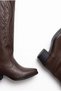 Women's Bitter Brown Patterned Long Pointed Toe Thick Heeled Western Cowboy Boots Kalinda - 8