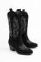 Women's Black Western Printed Thick Heeled Cowboy Boots Sara - 5