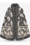 Women's Gray Shawl Patterned Woven Rectangular Poncho Pnc05 - 6