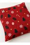Christmas Pine Tree and Snowflake Patterned Velvet Cushion Cover Red 43X43 cm - 2