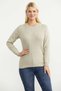 Zero Collar Knitted Cotton Sweater - Beige - 2