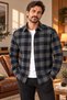 Men's Winter Plaid Flannel Shirt 100% Cotton Long Sleeve Single Pocket Comfortable Fit