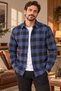 Men's Winter Plaid Flannel Shirt 100% Cotton Long Sleeve Single Pocket Comfortable Fit