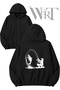 Fishher 1 Back Printed Zippered Hooded Black Cardigan (2 Yarns)