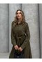 Thick Woven Shirt Model Dress - Khaki - 2