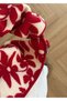 Red Floral Patterned Fleece Zippered Teddy Sweatshirt - 6