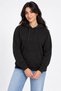 Women's Black Hooded 3-Thread Sweatshirt with Kangaroo Pocket - 4